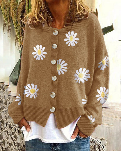 Autumn And Winter New Sweater Ladies Embroidered Knitted Cardigan Sweater
