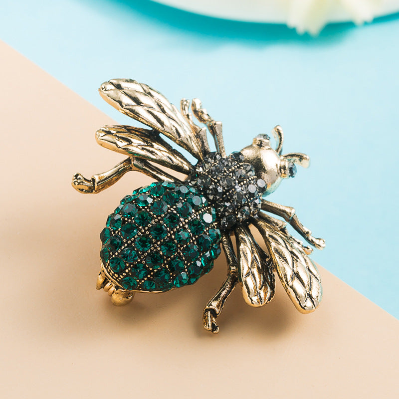 Trendy Alloy Bee Brooch with Rhinestones for Women