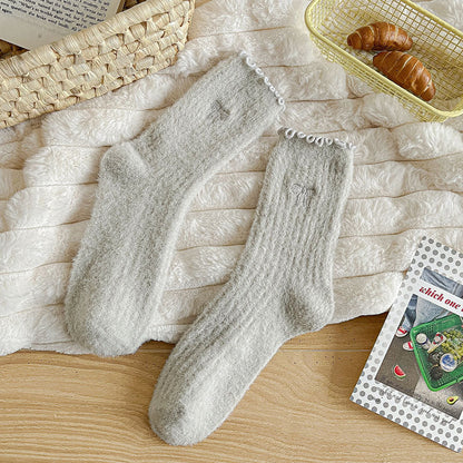 Winter Thermal Thick Plush Crew Frilly Socks
