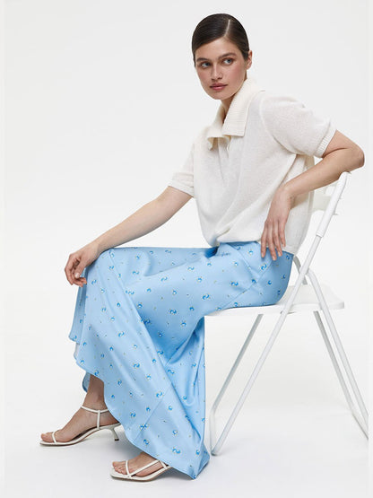 Floral Print High-Waisted Midi Skirt Elegant A-Line Style