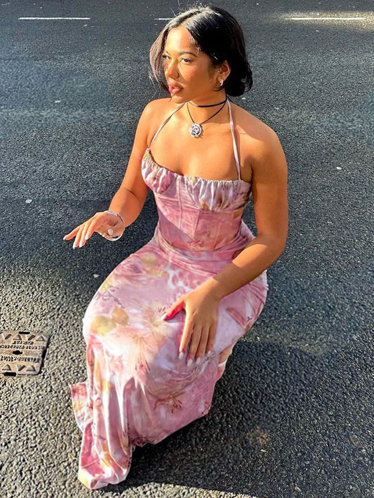 Stylish Floral Printed Strapless Mini Dress