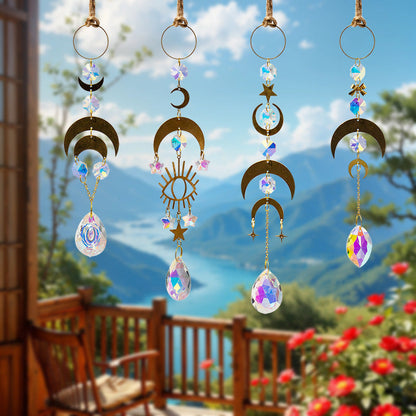 Gold Moon Hanging Colorful Crystal Decoration