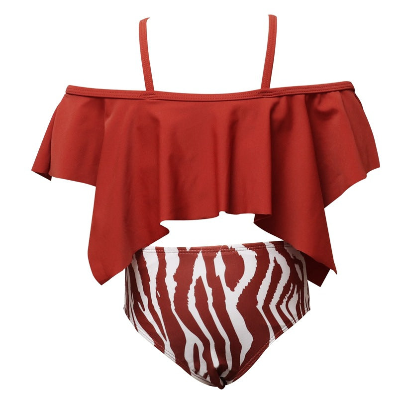 New Kids' Swimsuit Set With Floral Print And High Elasticity