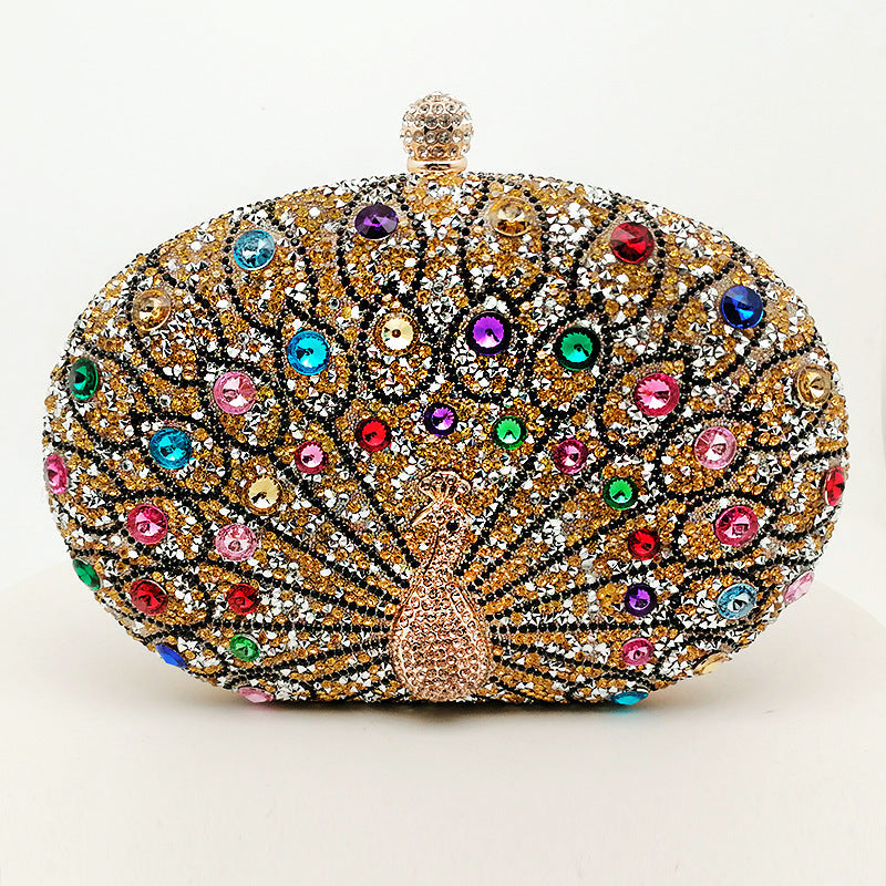 Vintage Peacock Rhinestone Evening Bag Elegant Party Purse
