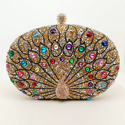 Vintage Peacock Rhinestone Evening Bag Elegant Party Purse