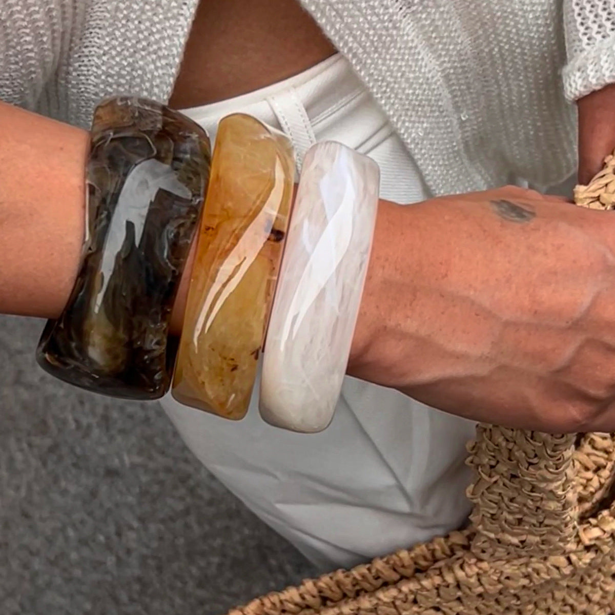 Resin Ombre Bangles Trendy Geometric Acrylic Bracelets