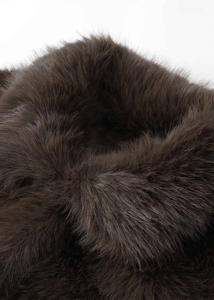 Faux Fur Coat Brown Oversized Plush Style