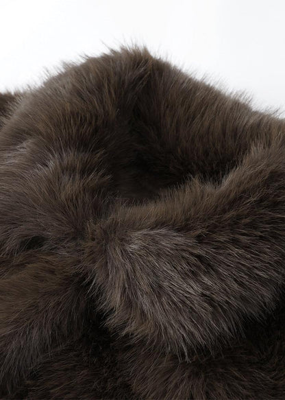 Faux Fur Coat Brown Oversized Plush Style