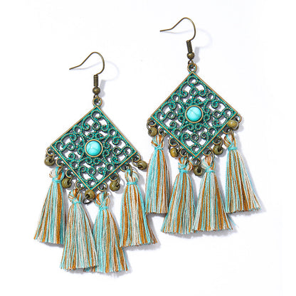 Bohemian Tassel Dangle Earrings Handmade Tribal Style