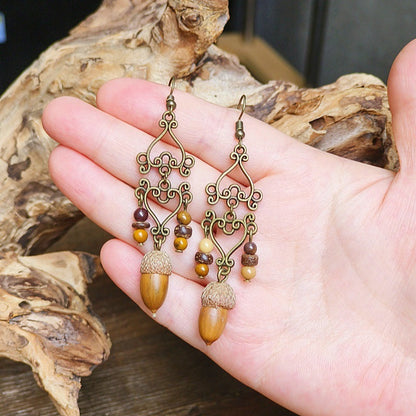 Vintage Style Bohemian-Inspired Dried Fruit Beaded Earrings