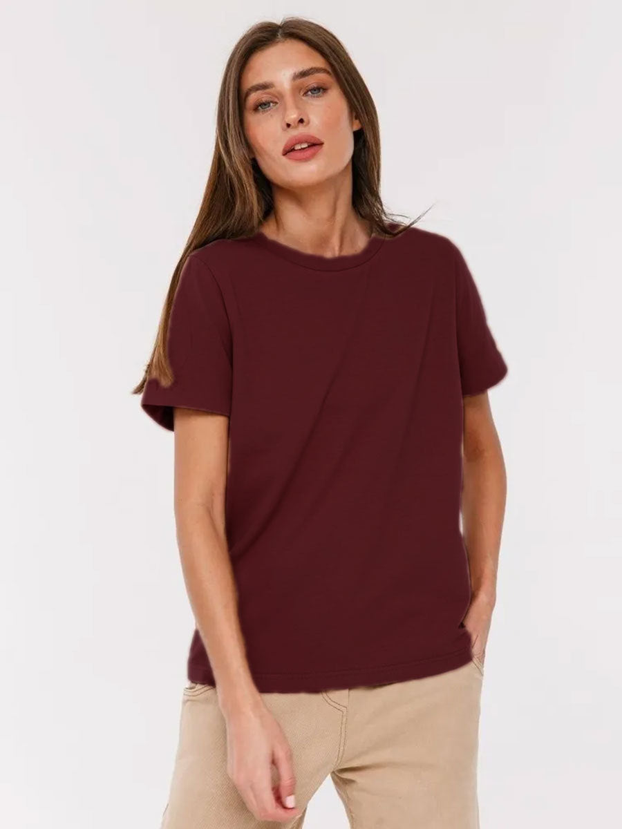 Casual Solid Cotton Short Sleeve T-Shirt for Everyday Wear
