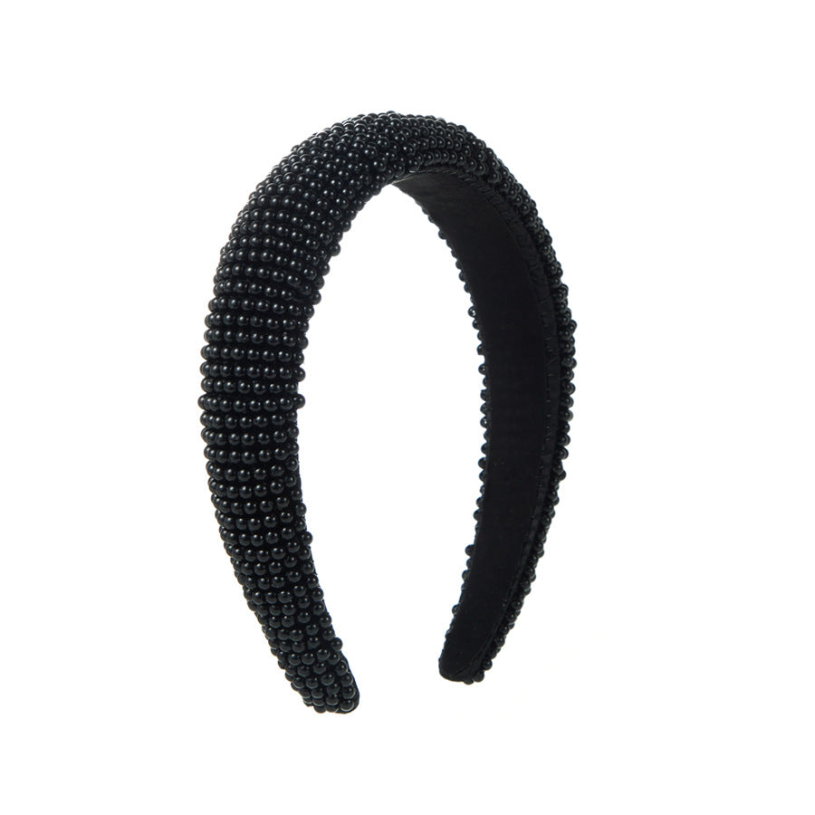 Vintage Style Pearl Headband Handmade Beaded Hairband for Casual Outings