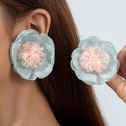 Stylish Irregular Floral Denim Flower Earrings