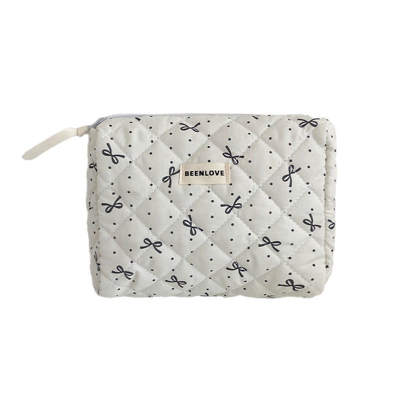 Trendy Print Quilted Large Capacity Makeup Bag
