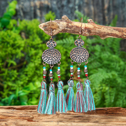 Handcrafted Bohemian Long Tassel Earrings Vintage Jewelry