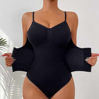 Enhanced Shaping Bodysuit With Double Layer And Adjustable Closure