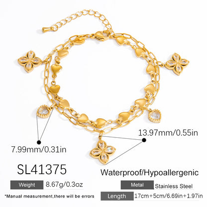 Stylish Heart-Shaped Stainless Steel Bracelet with DIY Titanium Steel Sun Pendant
