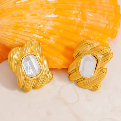 Fashionable Butterfly Bow Stainless Steel Earrings with 18K Gold Plating