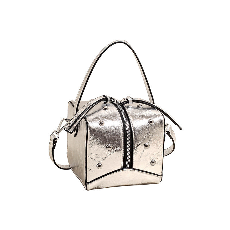 Punk Style Studded Handheld Square Bag for Women