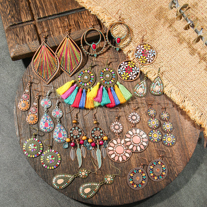 Bohemian Colorful Drop Oil Earrings Stylish Accessories