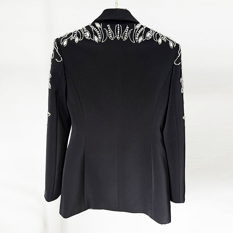 Glam Rhinestone Suit Jacket With Fish Tail Long Skirt