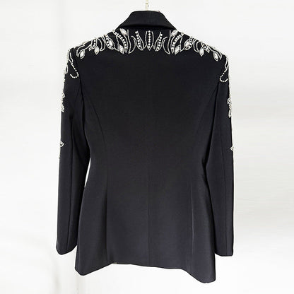 Glam Rhinestone Suit Jacket With Fish Tail Long Skirt