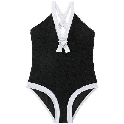 New Girls' One-Piece Swimwear With Ruffles Nylon Fabric