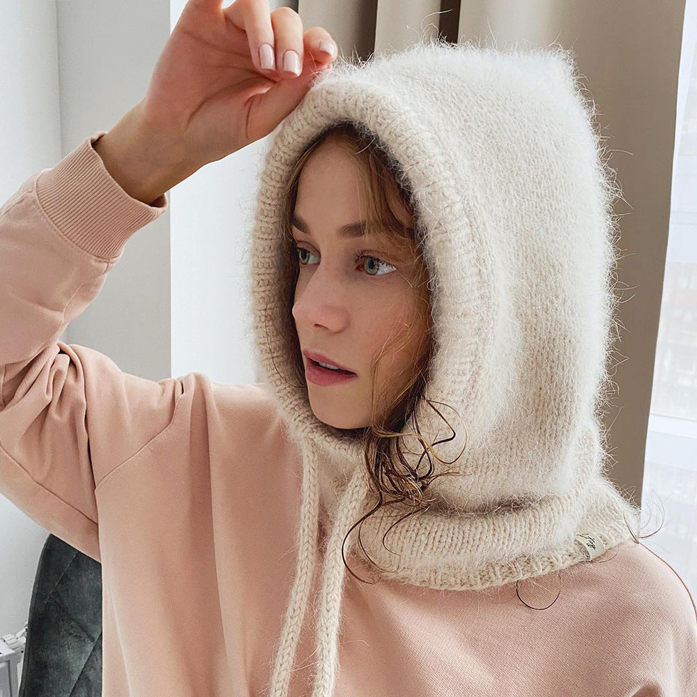 Solid Color Simple Sweet Plushed Hat Scarve