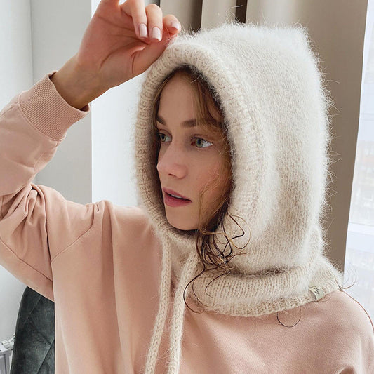 Solid Color Simple Sweet Plushed Hat Scarve