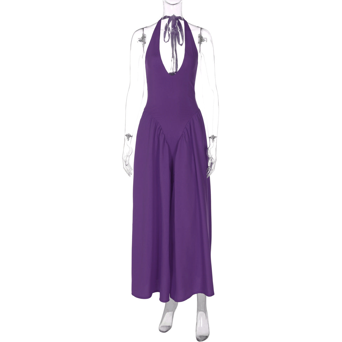 Deep V Lace Hollow-Out Maxi Dress Elegant Casual Dress