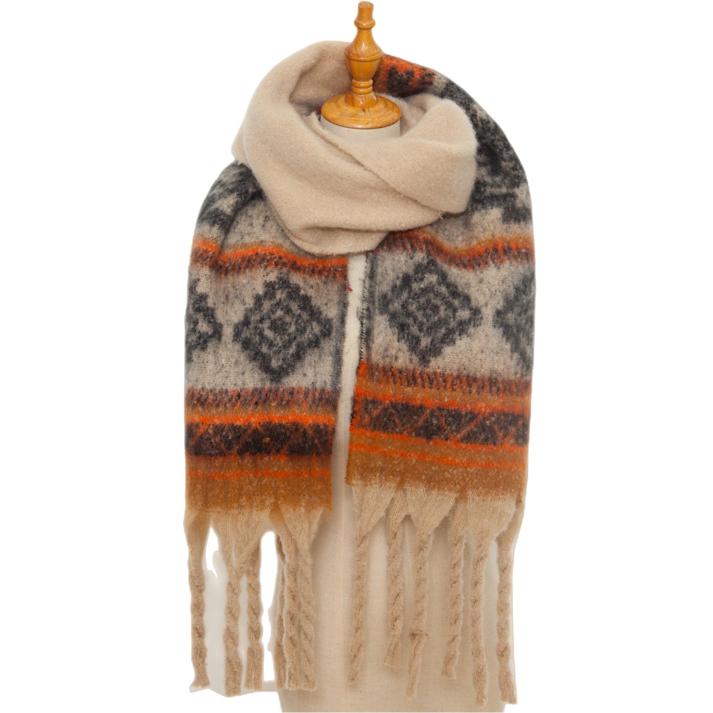 Contrast Color Tassel Mohair Scarves