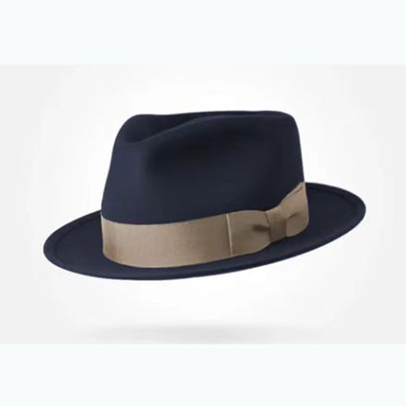 Classic Wool Felt Fedora Hat for Autumn and Winter