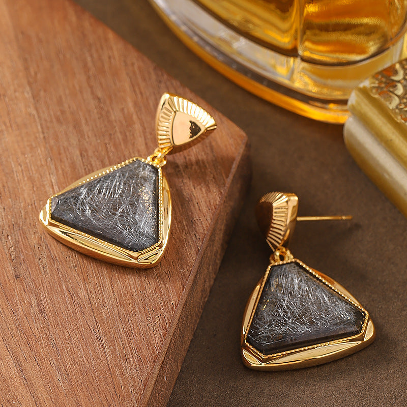 Fashionable Geometric Triangle Resin Earrings For Women