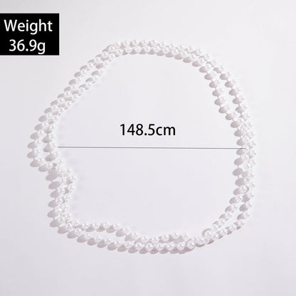 Fashionable Vintage Geometric Bead Necklace With Pearl Layered Design