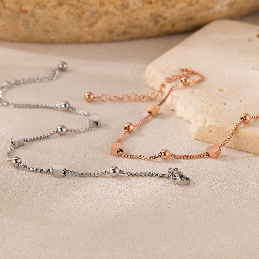 Minimalist Stainless Steel Heart Chain Bracelet