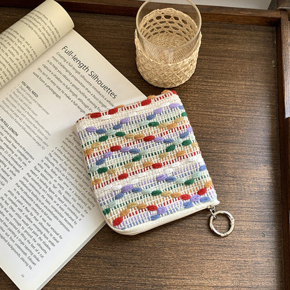 Cute Cotton Linen Embroidered Coin Purse Mini Makeup Bag