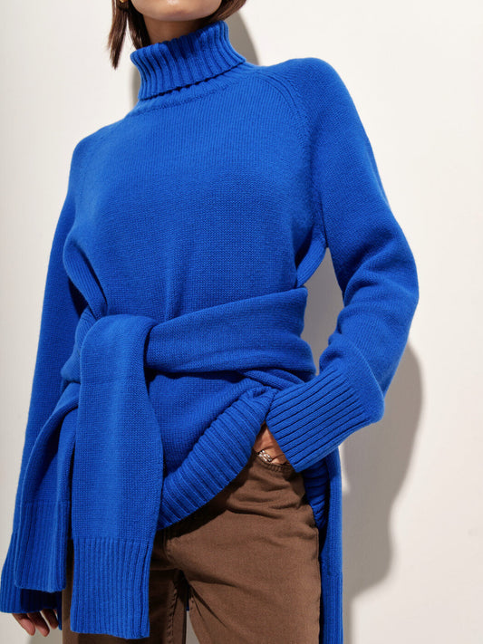 Chic High Neck Sweater Casual Pullover Solid Color