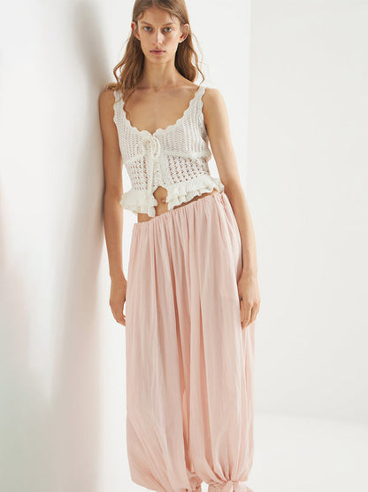 Wide-Leg Lantern Pants for Women with Tie Waist Casual Style