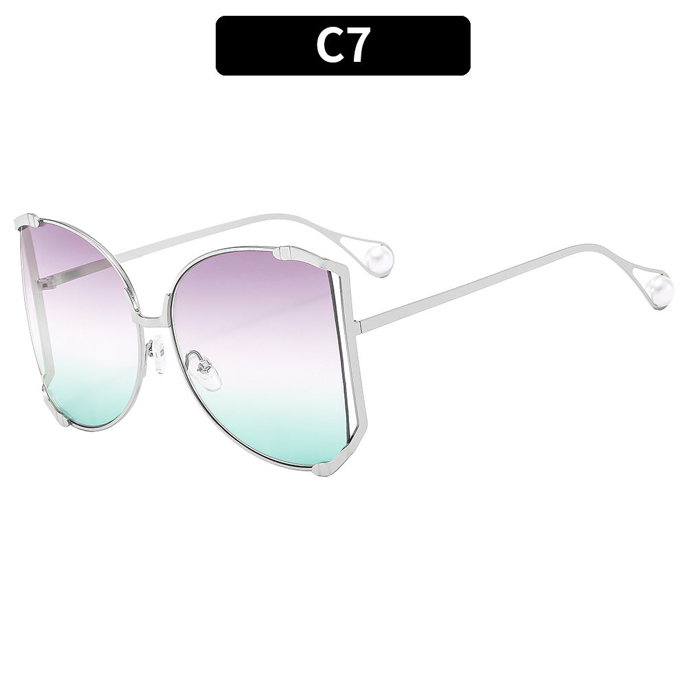 Trendy Oversized Metal Sunglasses UV400 Protection