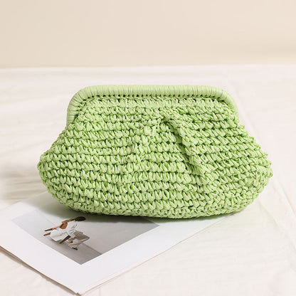 Solid Color Simple Woven Beach Shoulder Bag
