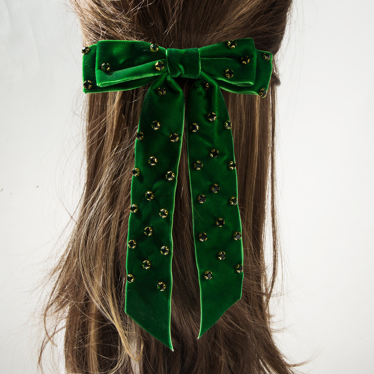 Chic Double Layer Bow Hair Clip with Rhinestones