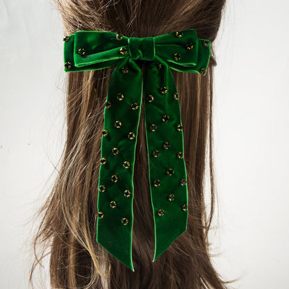 Chic Double Layer Bow Hair Clip with Rhinestones