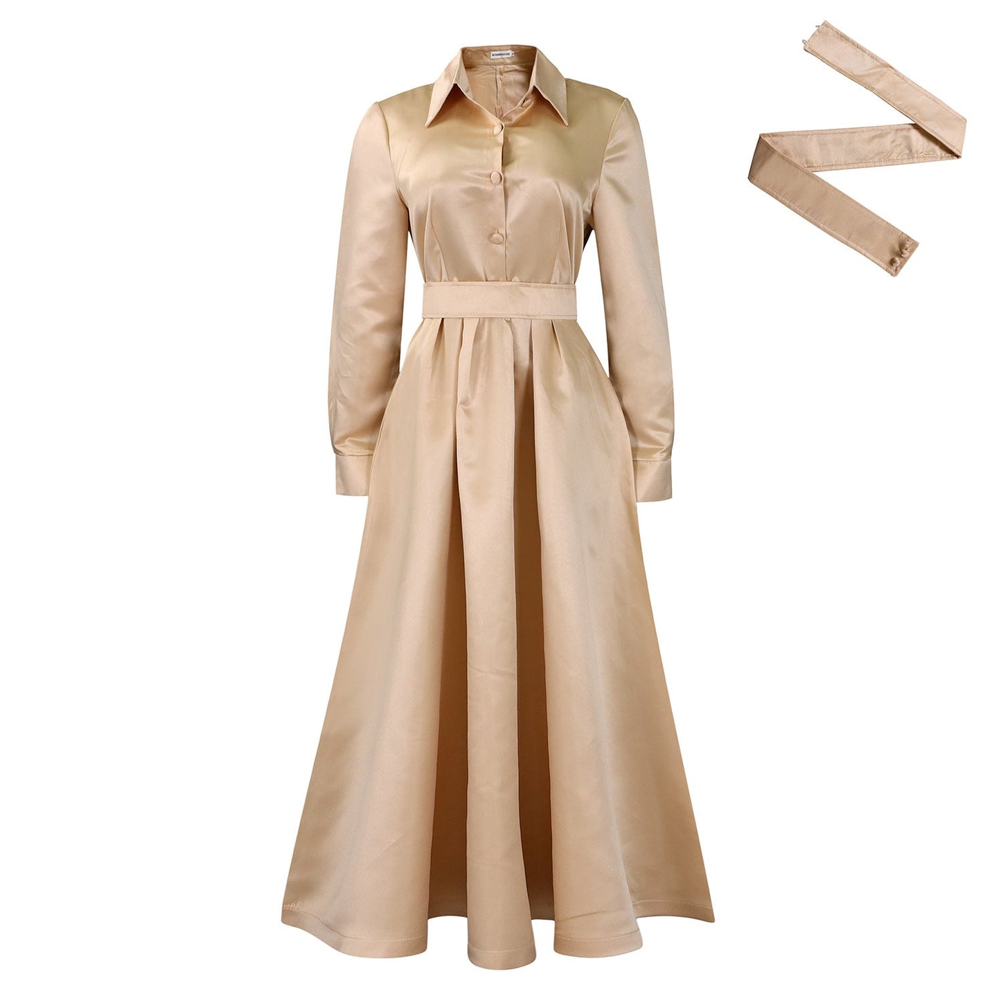 Women鈥檚 Elegant A-Line Dress With Belt