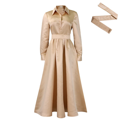 Women鈥檚 Elegant A-Line Dress With Belt