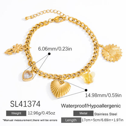 Stylish Heart-Shaped Stainless Steel Bracelet with DIY Titanium Steel Sun Pendant