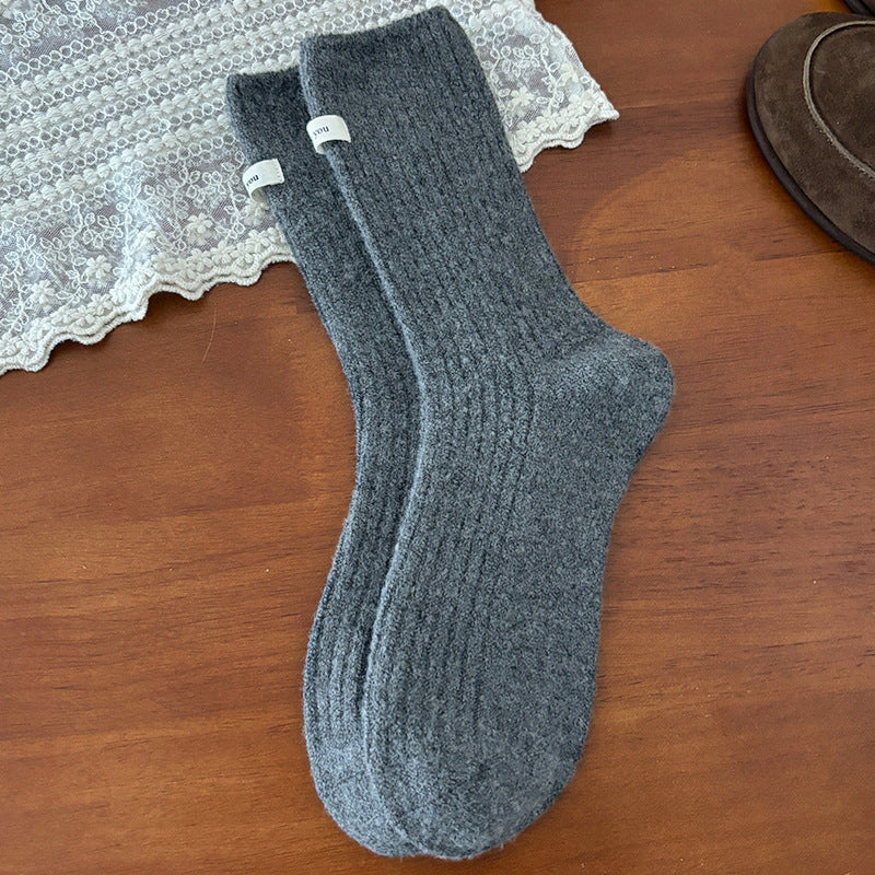 Winter Thermal Solid Color Crew Socks