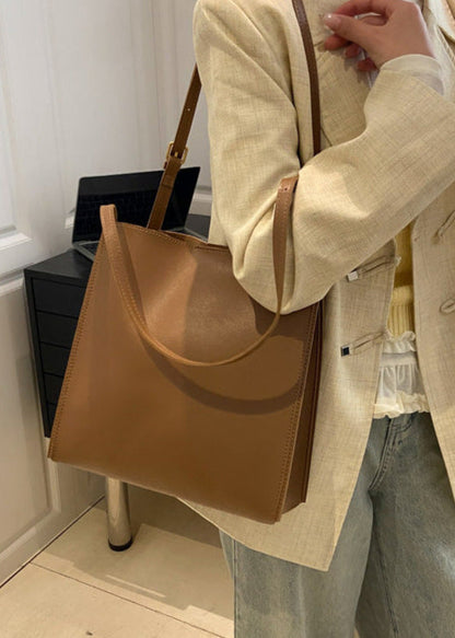 Structured PU Leather Tote With Shoulder Strap