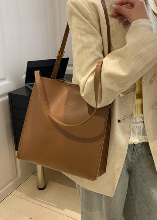 Structured PU Leather Tote With Shoulder Strap