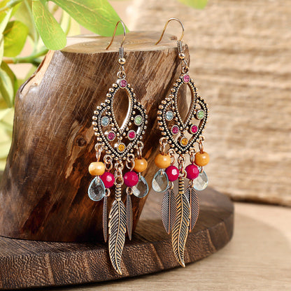 Fashion Tassel Bead Earrings for Women Stylish Vintage Jewelry
