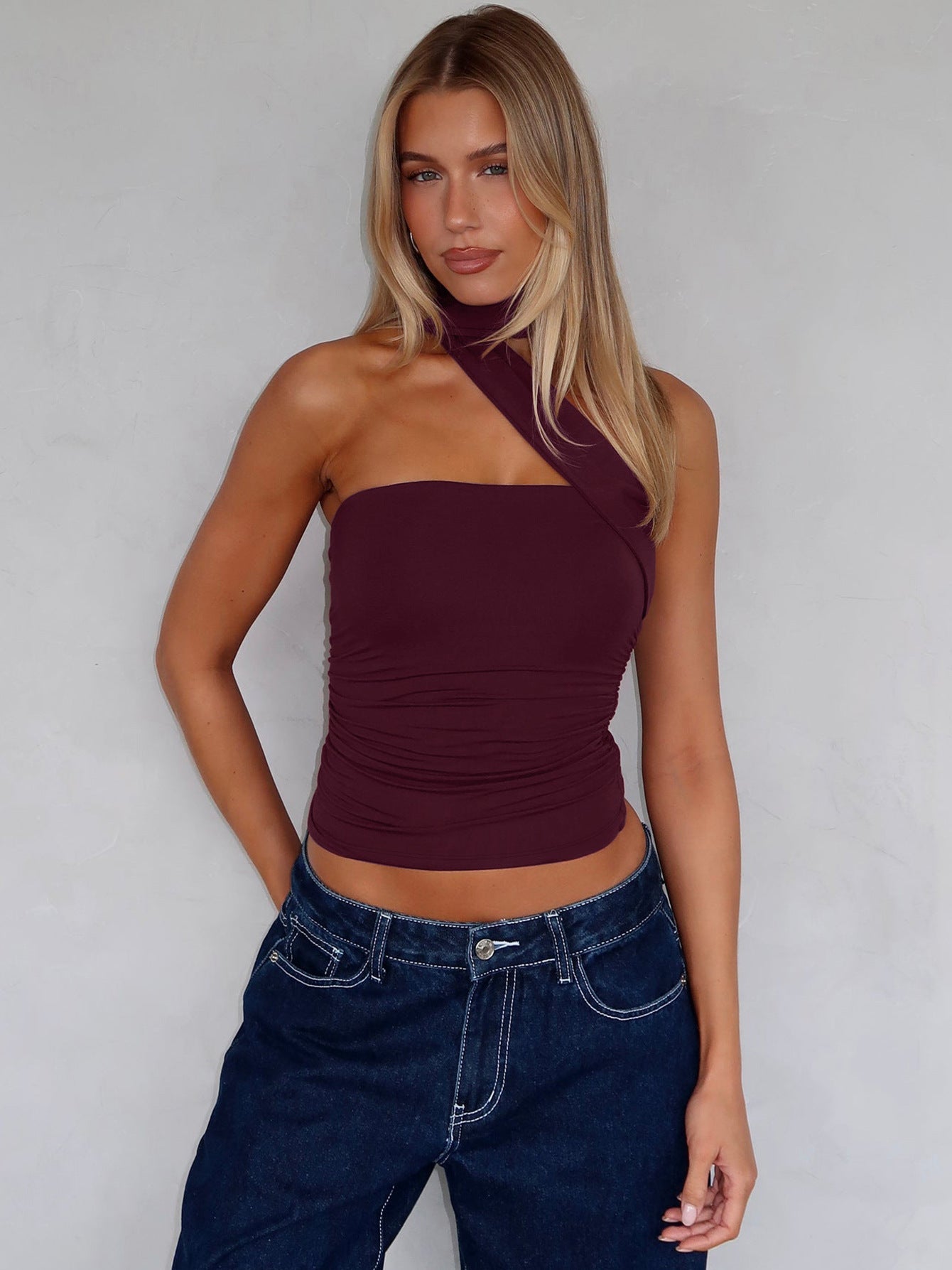 Sexy Strapless Cropped Top with Ribbons in Yellow